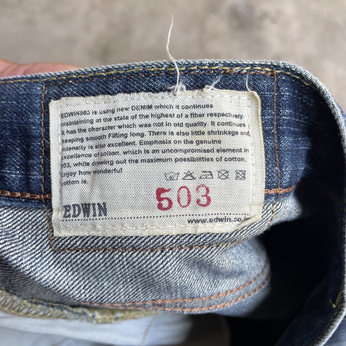 Edwin 🔥Vintage Edwin 503 Stoned Washed Ripped Distress Denim Jeans Size US 33 - 14 Thumbnail