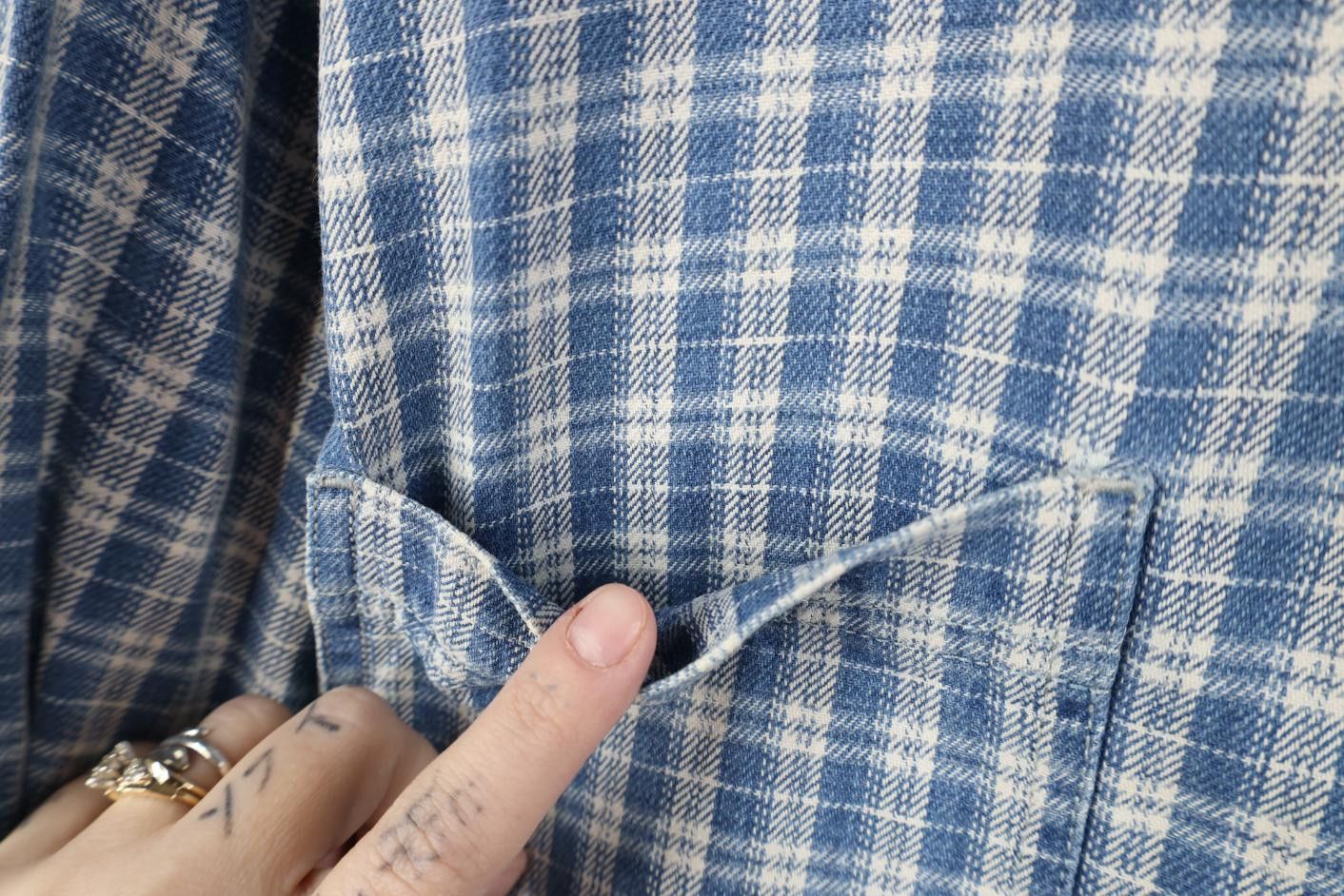 Levi's Vintage 90s Levis Denim Collared Button Shirt Blue Plaid Size US XL / EU 56 / 4 - 8 Thumbnail