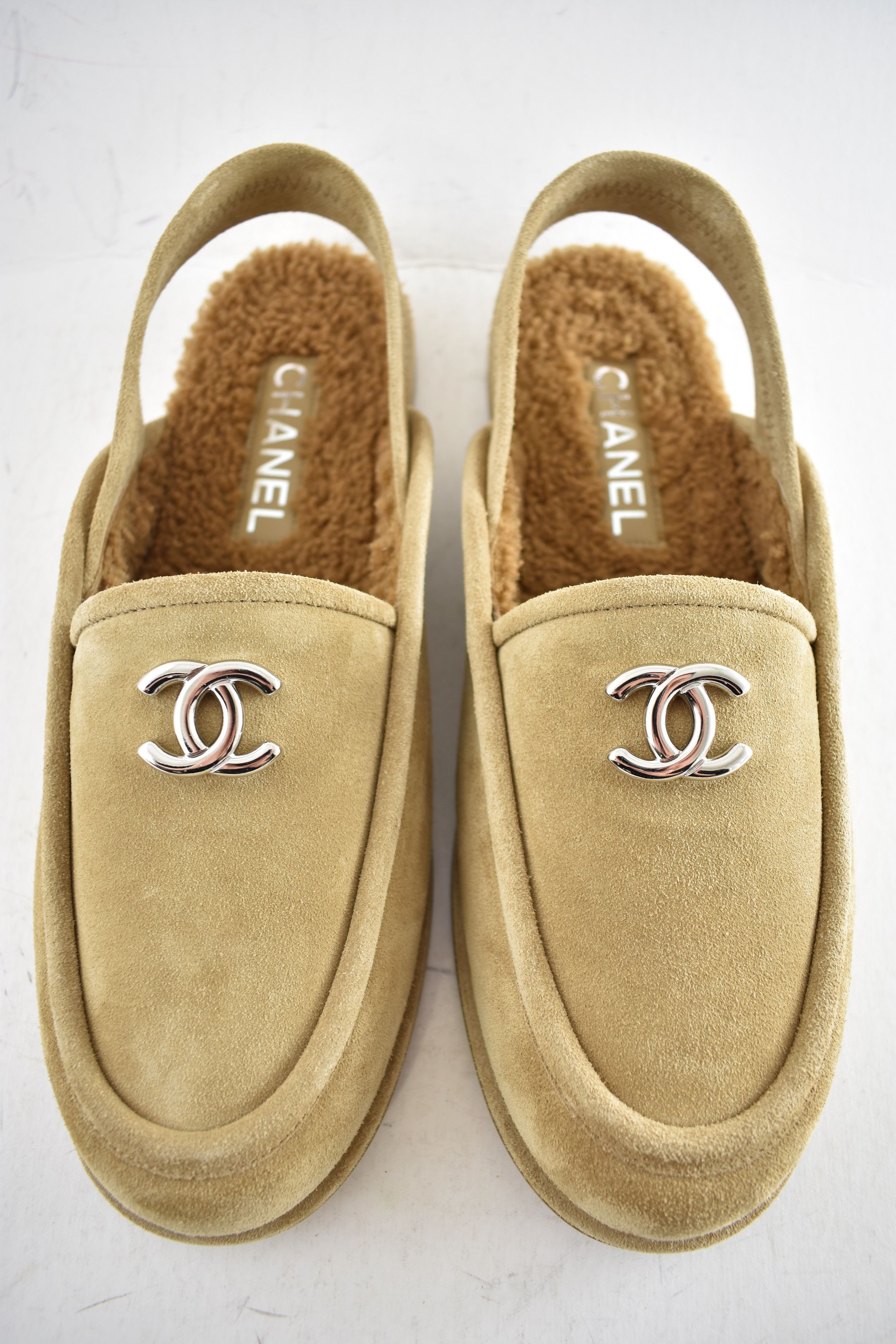 Chanel Chanel Suede CC Shearling Moccasin Slingback Loafer Flat 41 Size US 11 / IT 41 - 6 Thumbnail