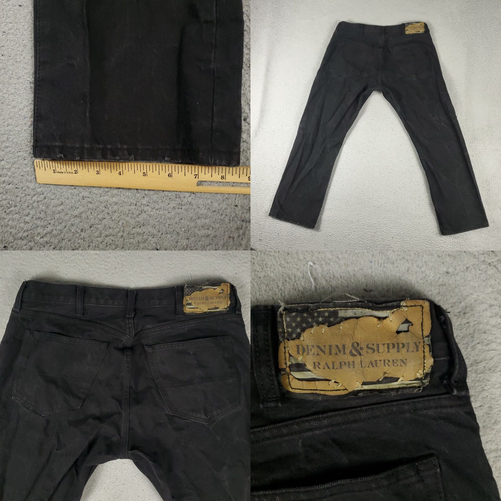 Vintage Denim & Supply Ralph Lauren Jeans Men's 38x29 Black Straight Leg Casual Pants Size US 38 / EU 54 - 8 Thumbnail