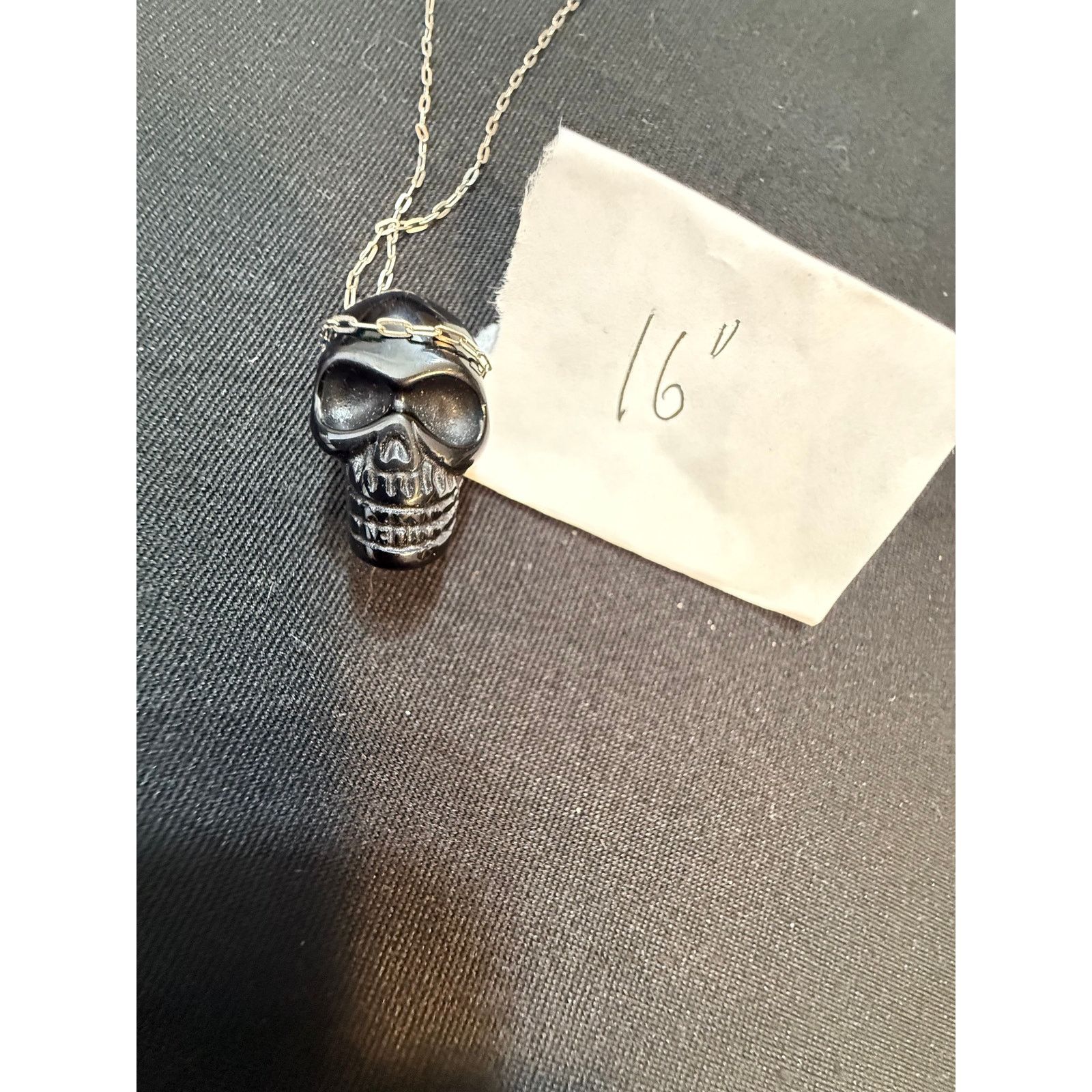 Other Sterling Silver 925 Skull Necklace Amethyst Stone 16" Size ONE SIZE - 7 Thumbnail