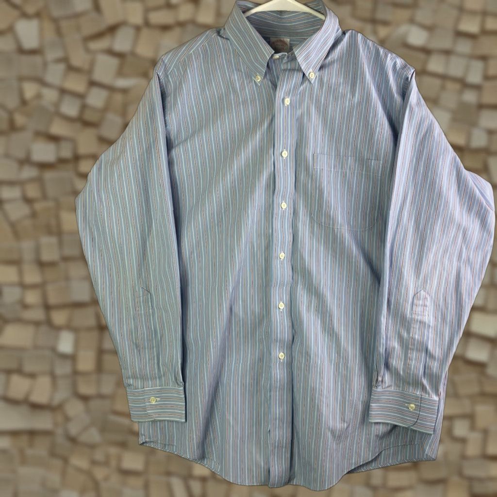 Brooks Brothers Brooks Brothers Mens Button-Up Shirt 15.5 33 Blue Striped Long Sleeve Button-Up Shirt Size US L / EU 52-54 / 3 - 1 Thumbnail
