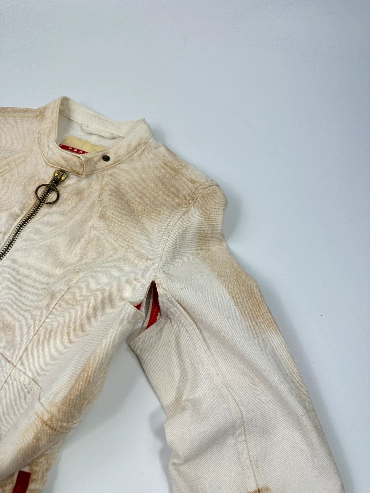 Prada Prada Sport SS2003 White Dust Fade Wash Denim Lace Jacket Size M / US 6-8 / IT 42-44 - 3 Thumbnail