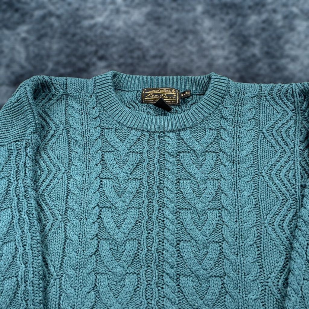 Eddie Bauer VINTAGE Eddie Bauer Sweater Mens XL Green Grandpa Cable Fisherman Crewneck 90s Size US XL / EU 56 / 4 - 1 Thumbnail
