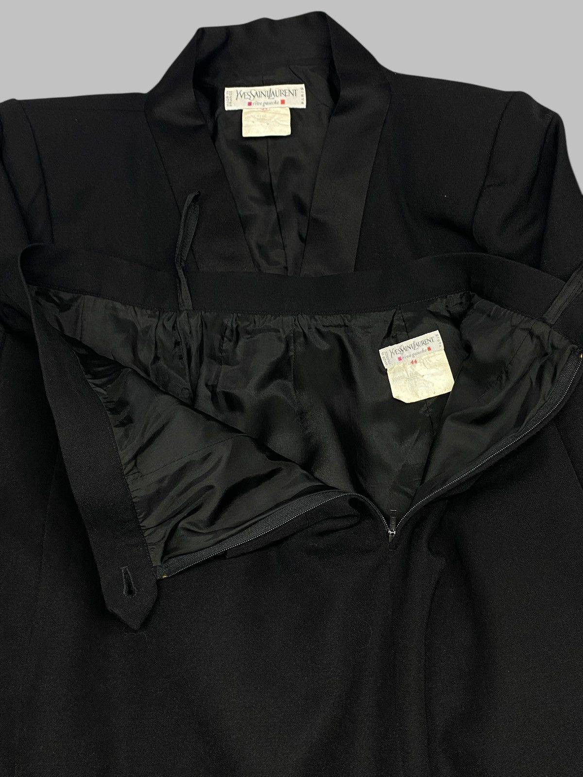 Yves Saint Laurent Vintage 90s Yves Saint Laurent Tuxedo Crop Jacket & Skirt Size L / US 10 / IT 46 - 21 Thumbnail