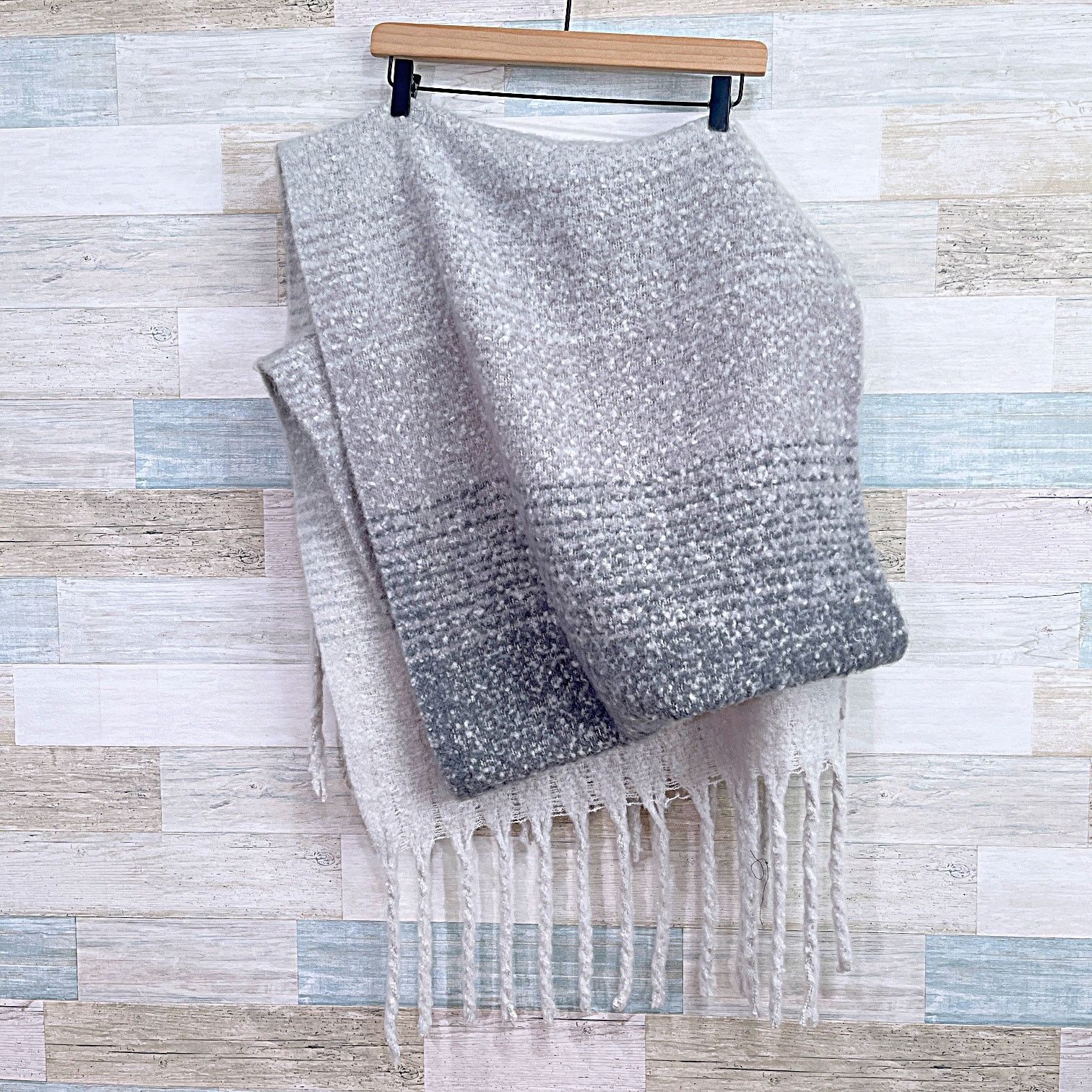 Other MerSea & Co Oversized Cozy Wrap Fringe Scarf Gray Ombre Size ONE SIZE - 3 Thumbnail