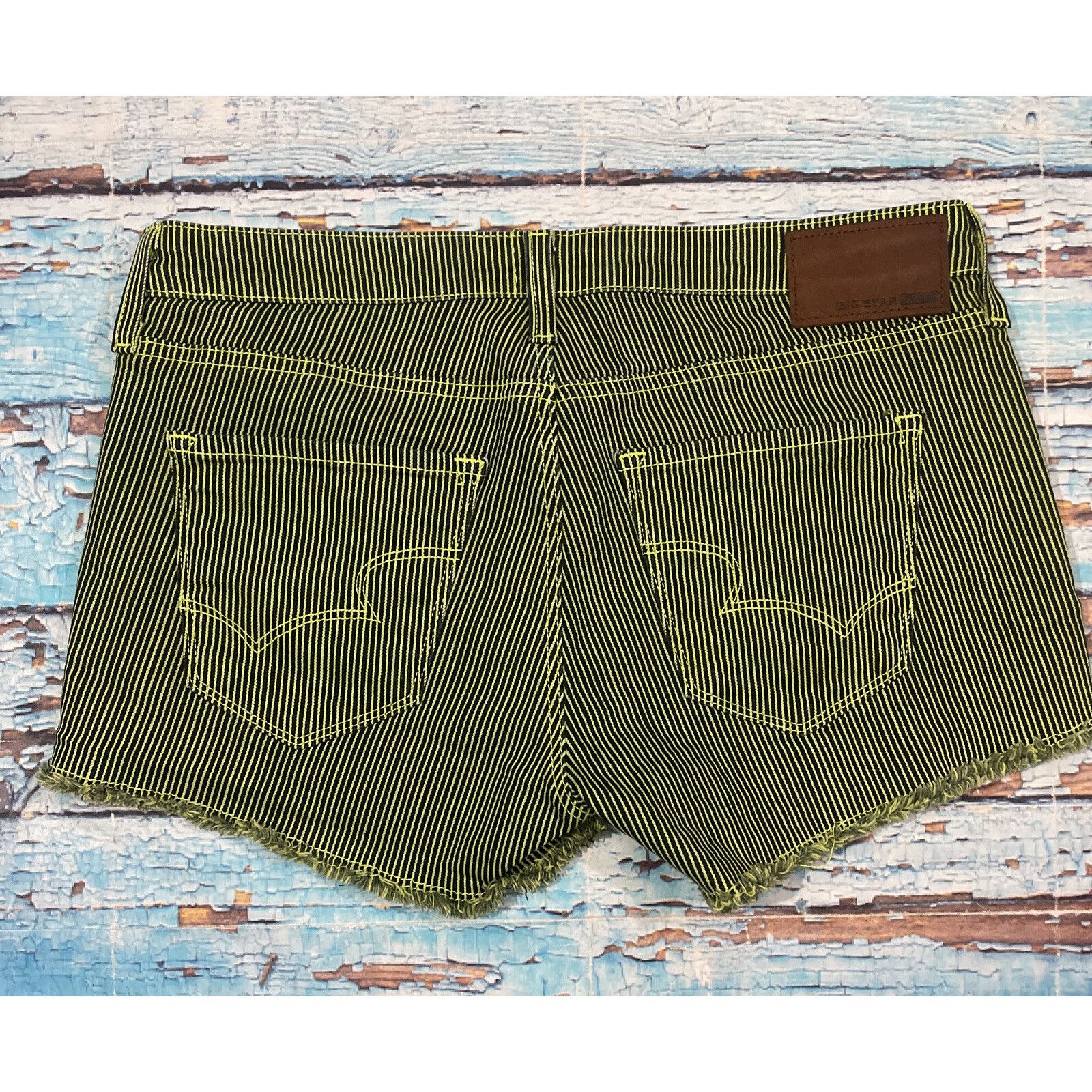 Big Star BIG STAR shorts WOMENS 29 lime green stripes nice! Size 29" - 6 Thumbnail