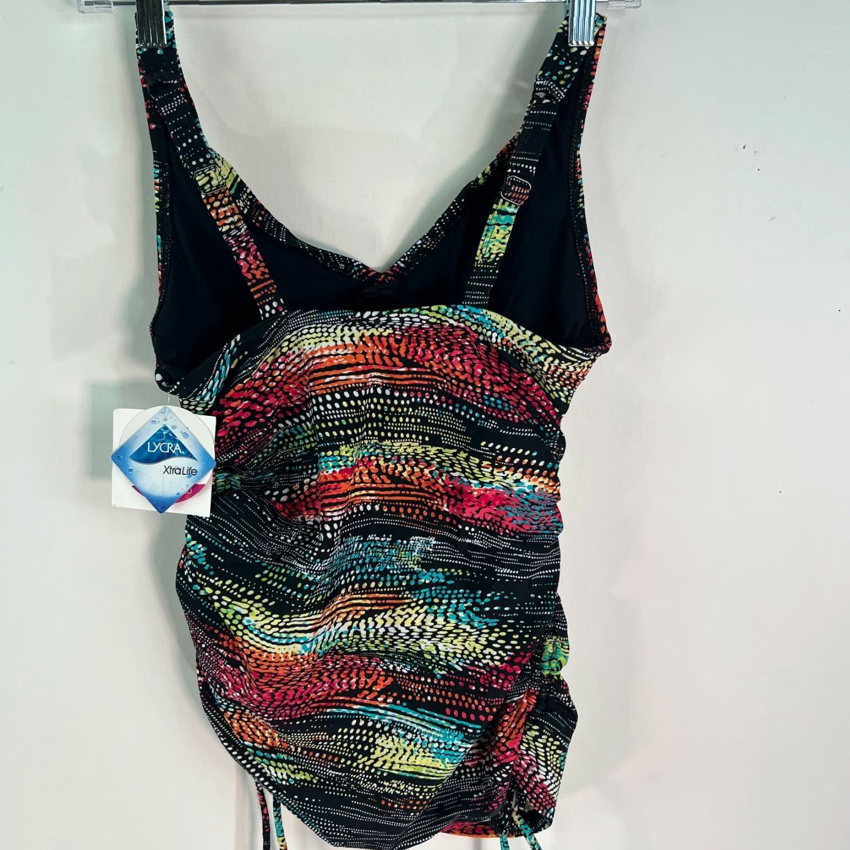 Croft & Barrow Croft & Barrow Womens Tankini Top Black Printed Padded Side Drawstring Size 6 D Size M / US 6-8 / IT 42-44 - 2 Thumbnail