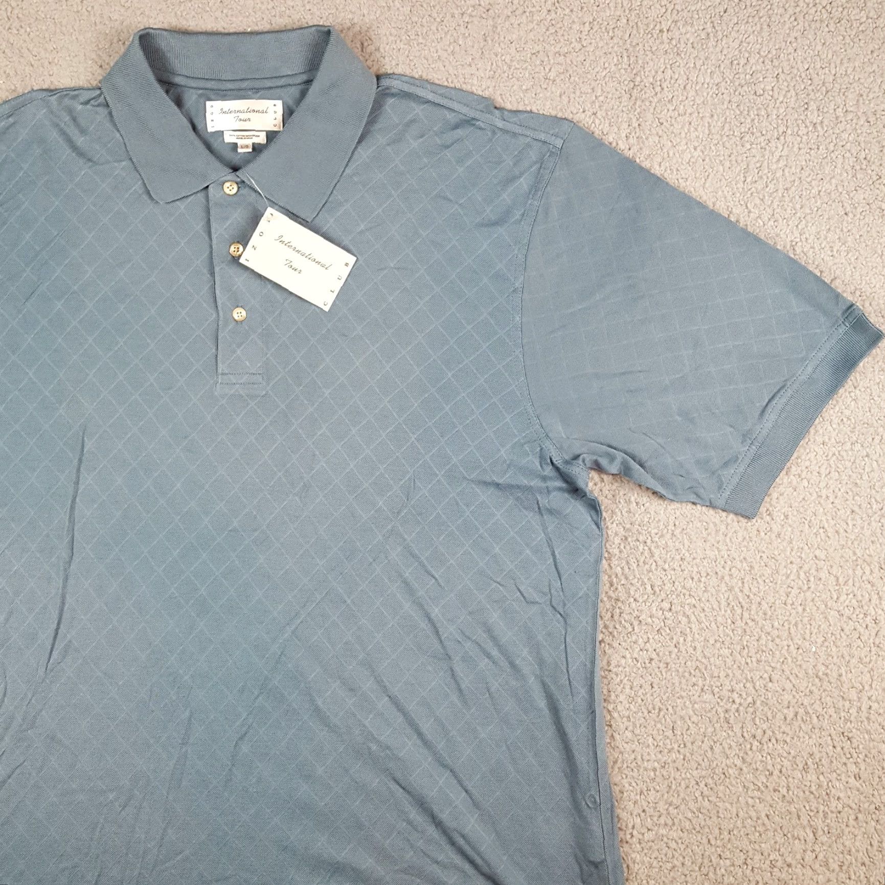 Izod VINTAGE IZOD Polo Shirt Men’s Golf Collared Button-Front Short Sleeve Blue Argyle Diamond Size L / 90s Preppy Grunge Surf Beach Classic Style Size US L / EU 52-54 / 3 - 2 Thumbnail