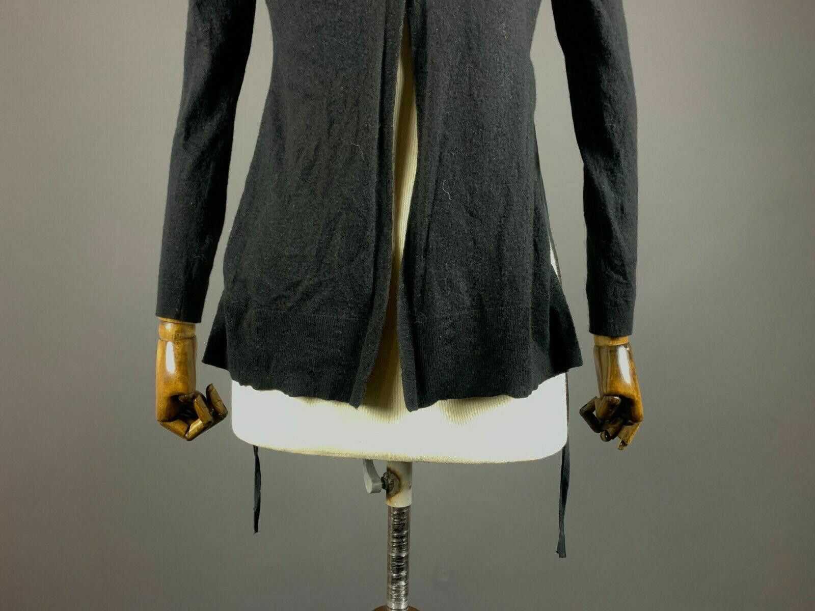 Designer Dorothee Schumacher Black Wool V-Neck Cardigan Sweater Size M / US 6-8 / IT 42-44 - 4 Thumbnail