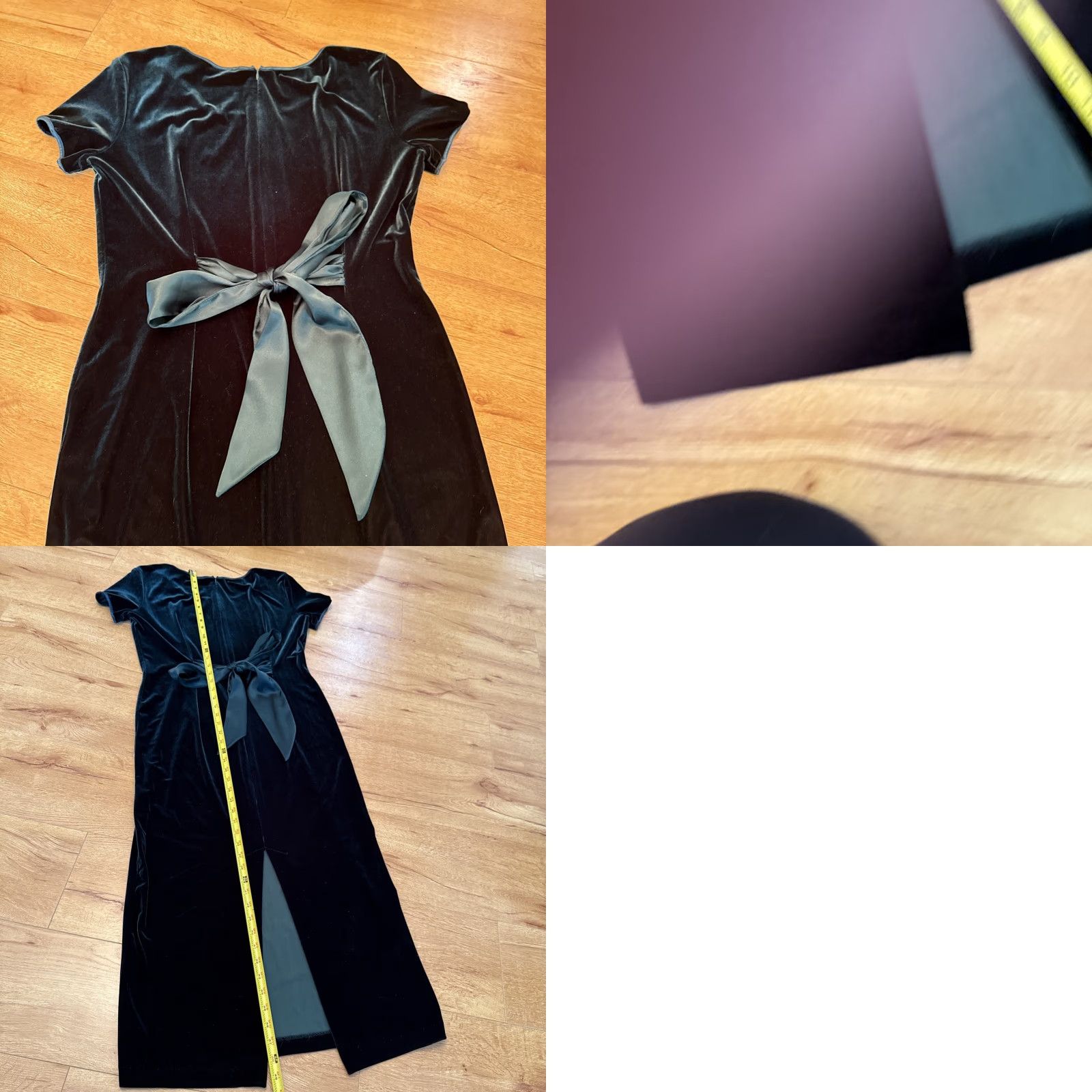 Vintage VINTAGE Robbie Bee Dress Green Velvet Midi L/XL Sheath Back Bow Scoop Neck Short Sleeve Maxi 80s 90s Womens Dresses Size XL / US 12-14 / IT 48-50 - 8 Thumbnail