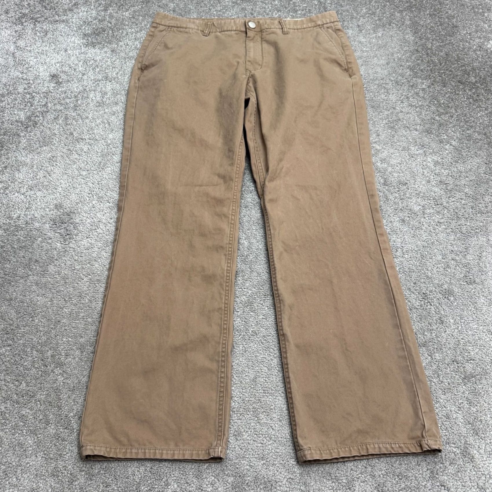 Bonobos Bonobos Straight Cotton Chino Pants Mens 35x32 Brown Washed Flat Front Casual Size US 35 - 2 Thumbnail