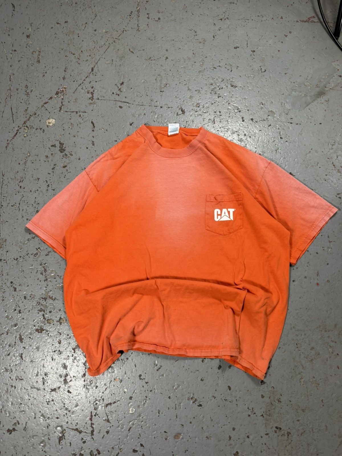 Vintage Sunfaded Orange Cat Work Tee