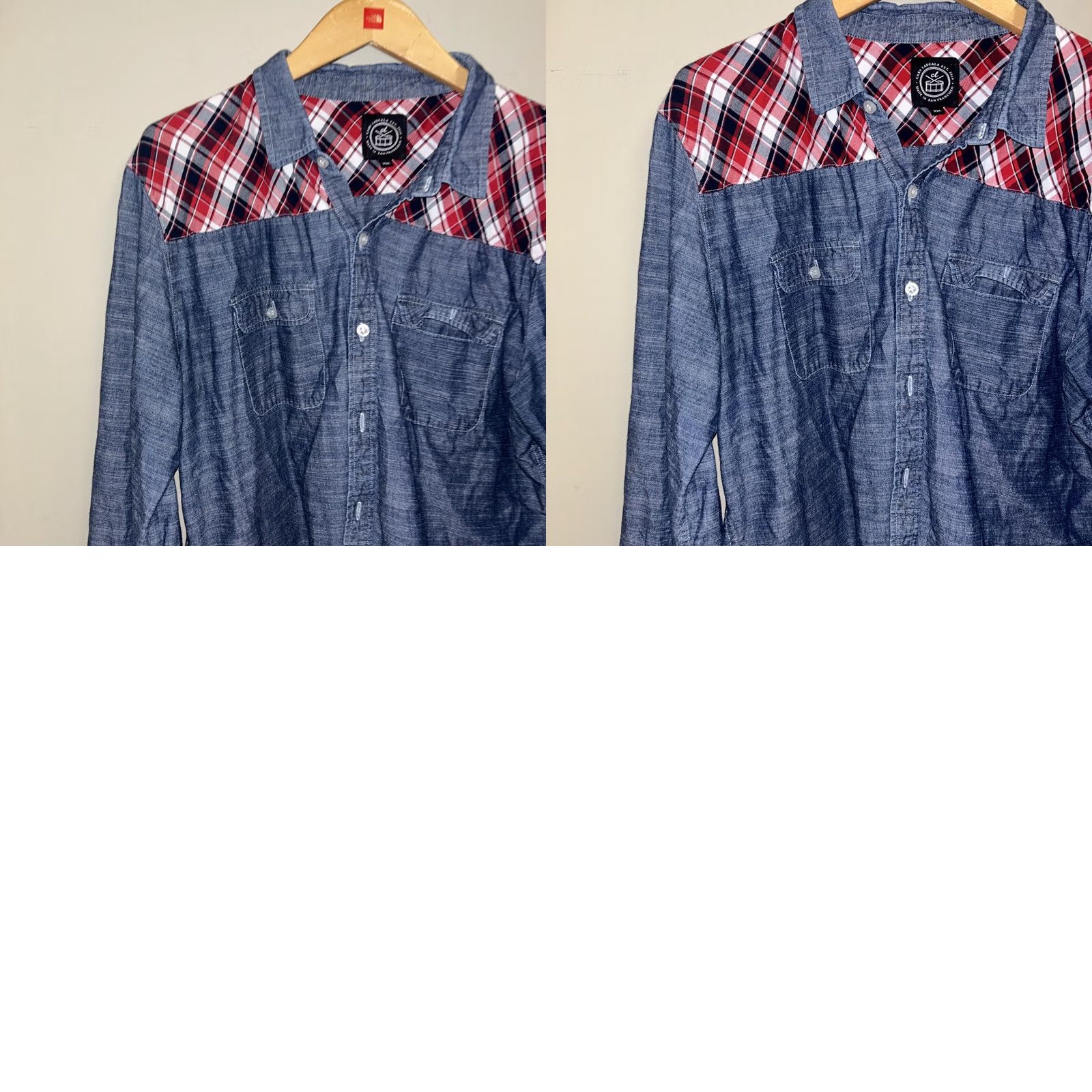 Denime Cary LaScala Button-Up Shirt Denim Lightweight USA Pattern Striped Long Sleeve Blue Cotton Men XXL Regular Authentic San Francisco USA Made Size US S / EU 44-46 / 1 - 8 Thumbnail