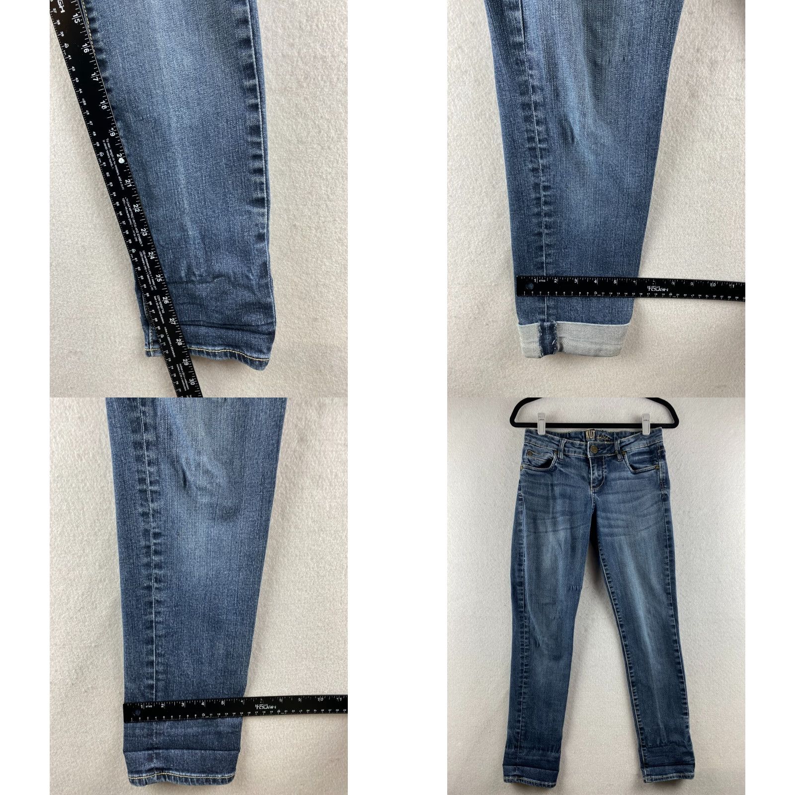 Vintage Kut from the Kloth Jeans Womens 4 Blue Mid Rise Distressed Denim Pockets Dark Size 27" / US 4 / IT 40 - 9 Thumbnail