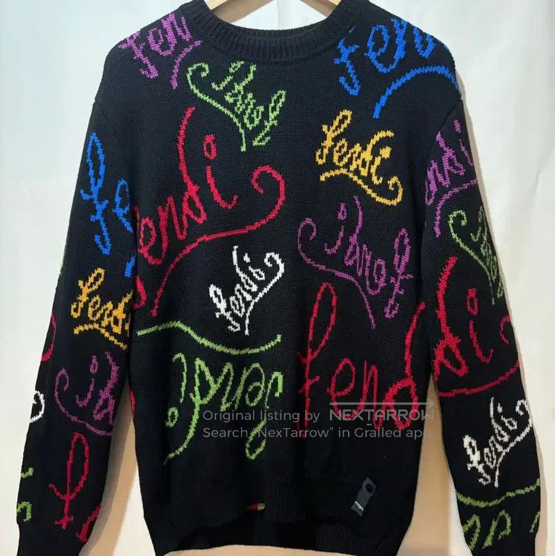 Fendi Fendi Black Wool Blend Logo Knit Sweater . Size US S / EU 44-46 / 1 - 1 Thumbnail