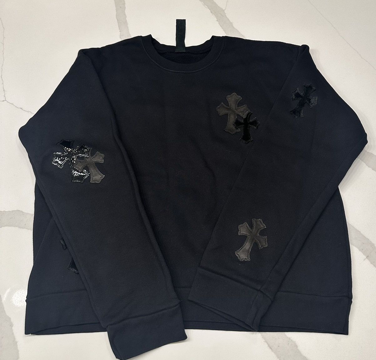 Chrome Hearts Chrome Hearts Black Sweatshirt w/ Black Patches | Grailed