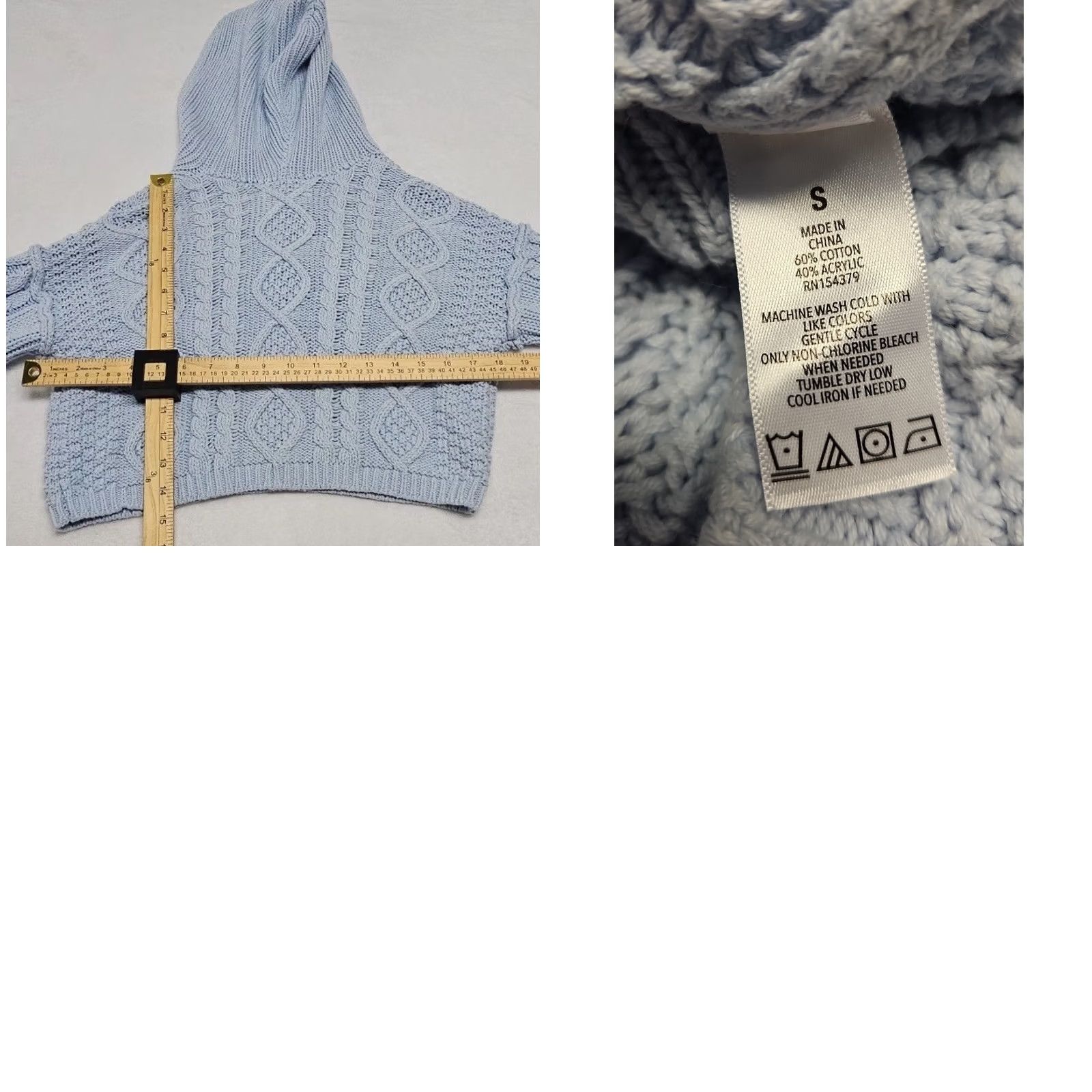 Aeropostale Aéropostale Cable Knit Cropped Hoodie Sweater Womens Small Blue Cotton Blend Size S / US 4 / IT 40 - 8 Thumbnail