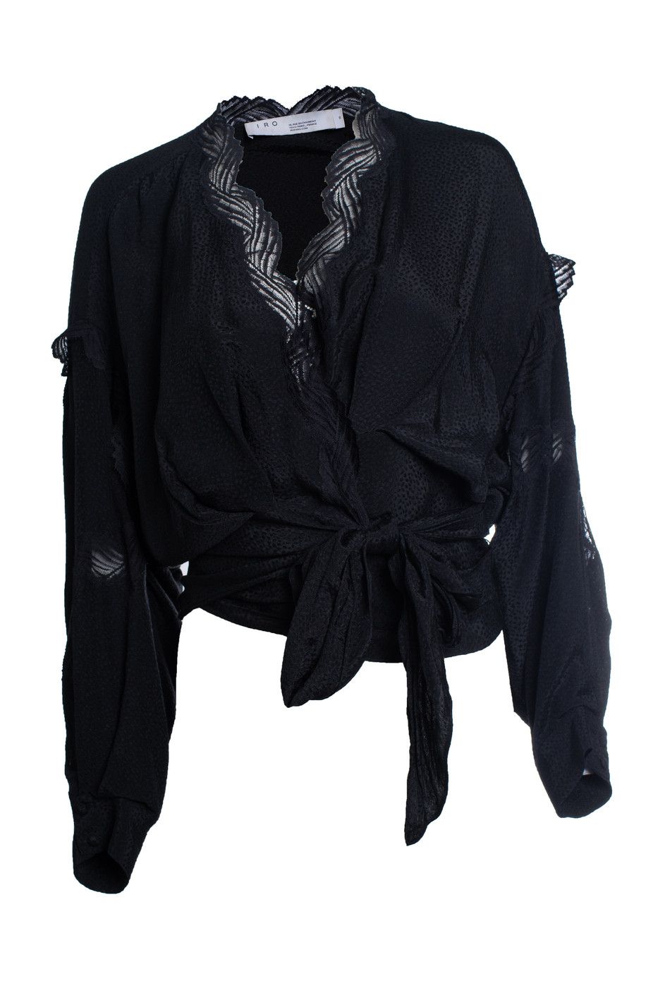 Iro IRO, black jarl wrap top with lace Size XS / US 0-2 / IT 36-38 - 1 Thumbnail