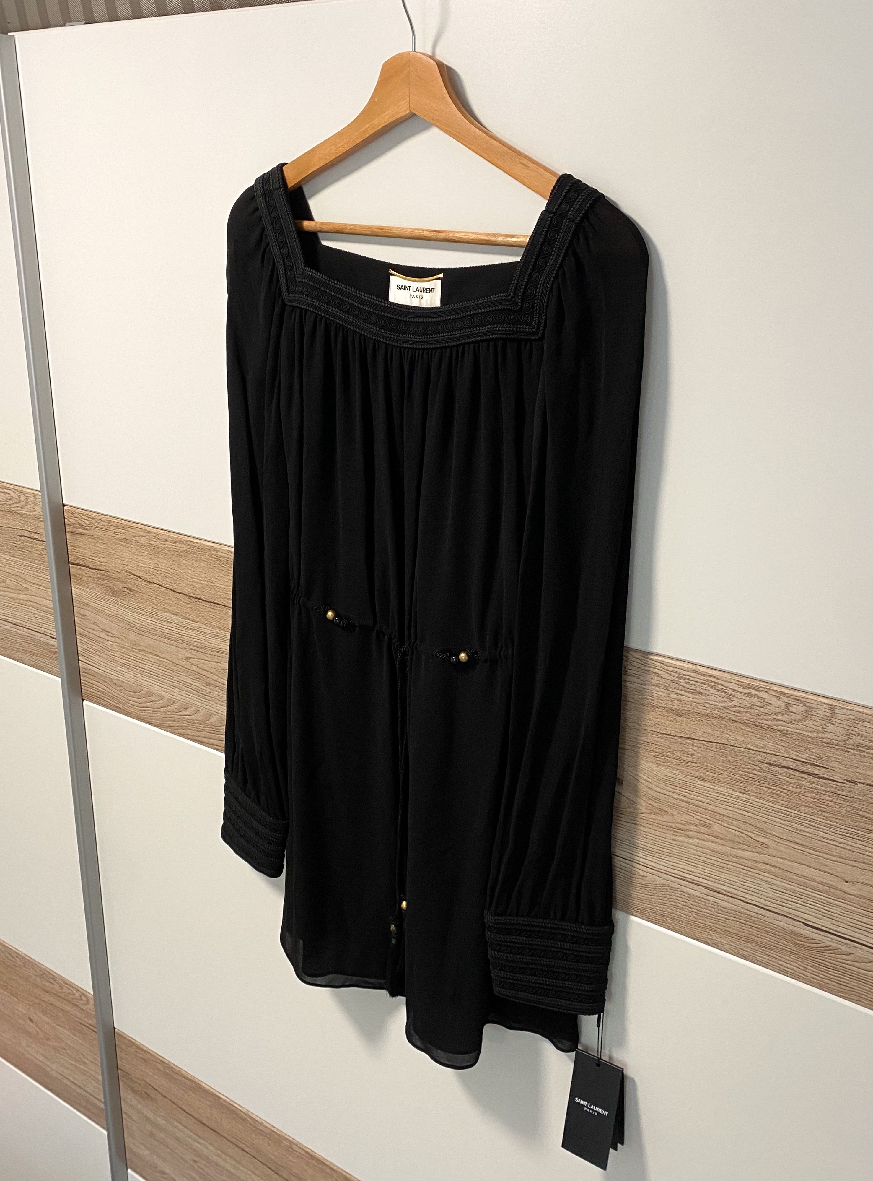 Saint Laurent Paris SAINT LAURENT 3690$ Embroidered Dress In Black Silk Crepe Size S / US 4 / IT 40 - 19 Thumbnail