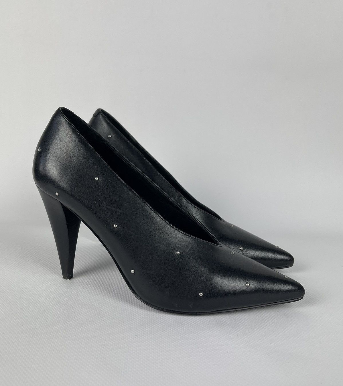 Designer ALLSAINTS Adrianna Court Shoes Platform Heels Leather Black Size US 7 / IT 37 - 1 Thumbnail