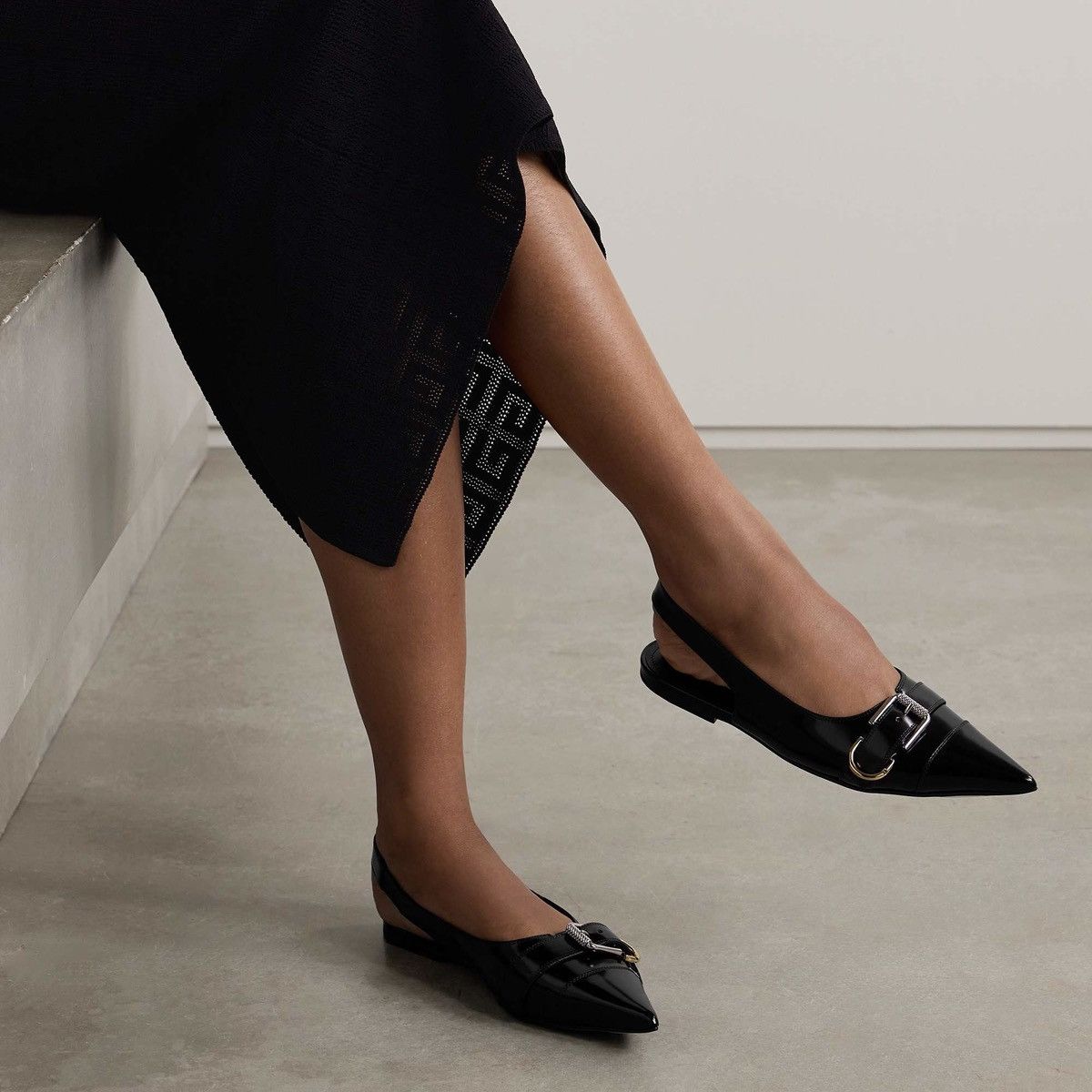 Givenchy Givenchy Voyou Pointed Toe Slingback Ballet Flat Black 39.5 Size US 8.5 / IT 38.5 - 2 Thumbnail