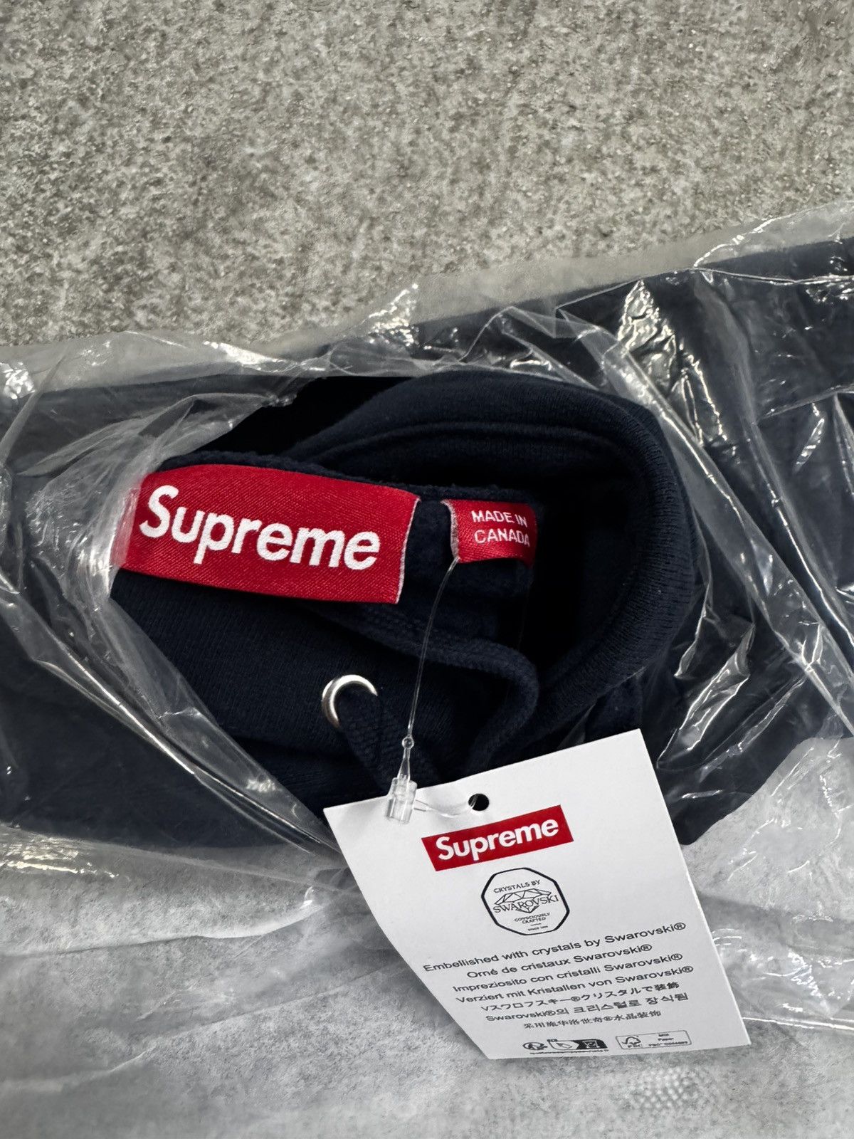 Supreme × Swarovski Supreme Swarovski Motion Logo Hoodie Sweatshirt Navy Size US XL / EU 56 / 4 - 9 Thumbnail