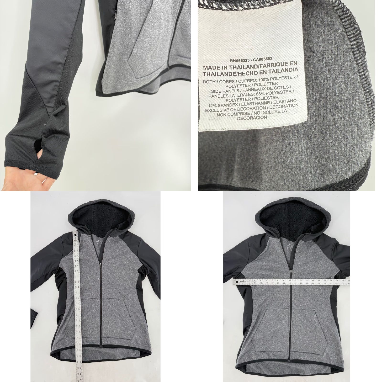 Nike Nike Dri-FIT Hoodie Full Zip Jacket Women's Gray Black Thumb Hole Athletic Jacket Women M Gray Track Size M / US 6-8 / IT 42-44 - 8 Thumbnail