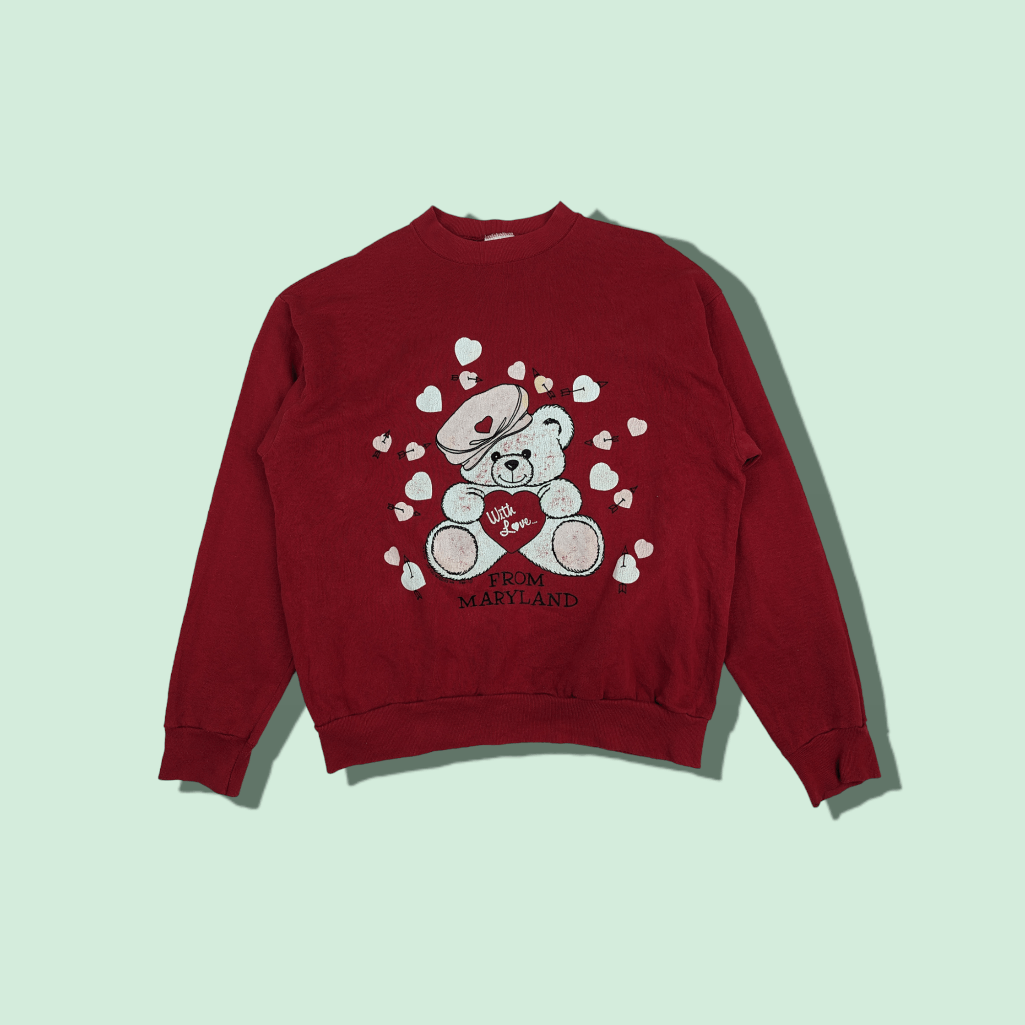 Tultex × Vintage Vintage 1992 TULTEX Teddy Bear With Love Jumper Sweatshirt Size US L / EU 52-54 / 3 - 1 Thumbnail