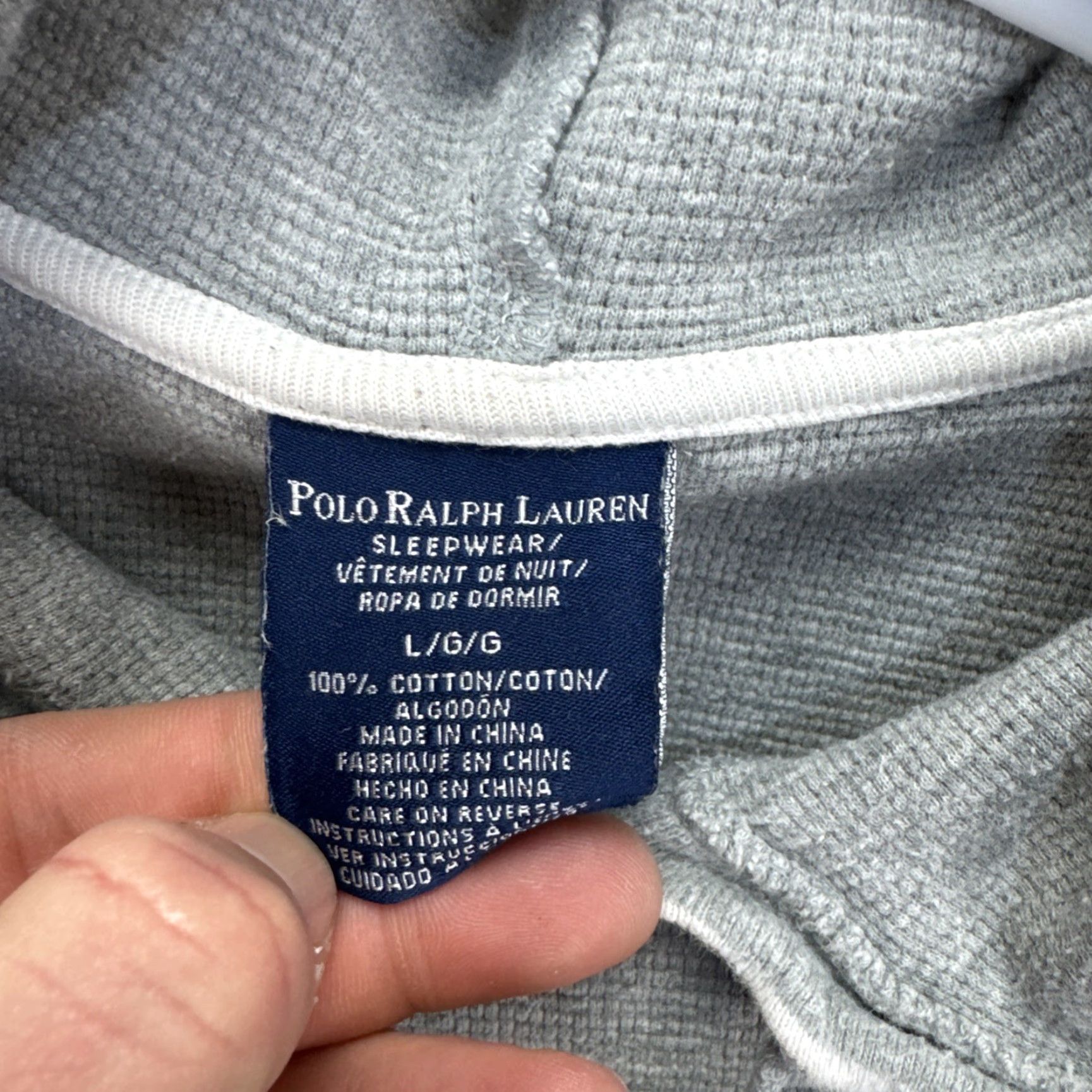 Polo Ralph Lauren Polo Ralph Lauren Sleepwear Hoodie Waffle Knit Thermal Long Sleeve Gray Large Mens Size US L / EU 52-54 / 3 - 2 Thumbnail