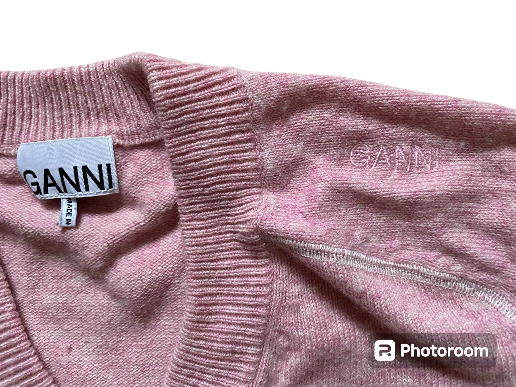 Ganni Wool Jumper Ganni Pink Sweater Designer V-Neck Size XS / US 0-2 / IT 36-38 - 2 Thumbnail