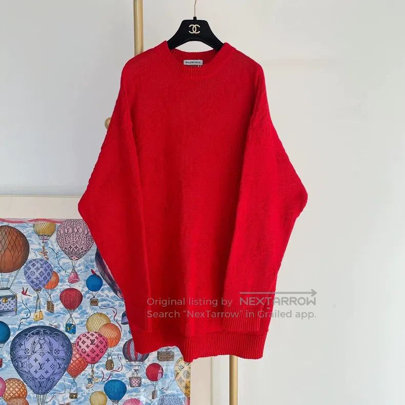 Balenciaga Balenciaga Red Knit Logo Top Size US XS / EU 42 / 0 - 1 Thumbnail