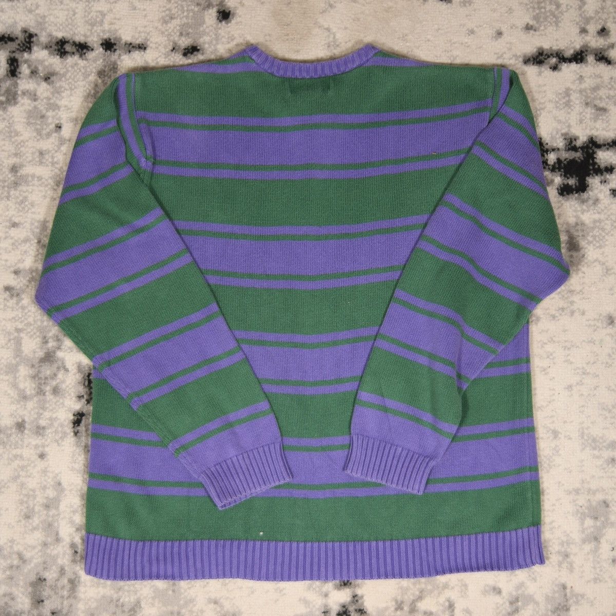 Chaps Vintage Chaps Green Purple Stripped Sweater Size US L / EU 52-54 / 3 - 4 Thumbnail