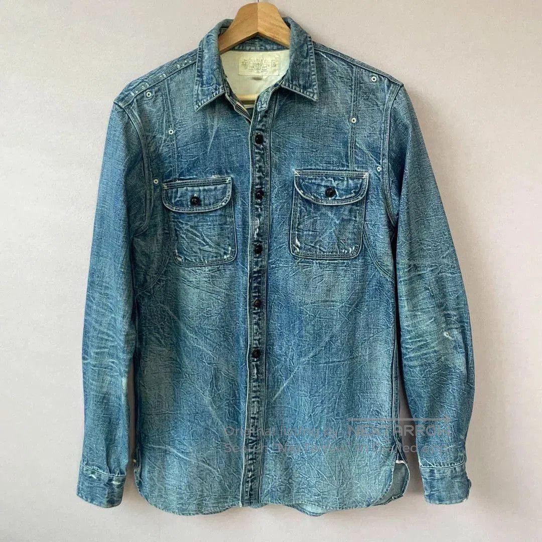 RRL Ralph Lauren RRL 2006 Heavy Distressed Denim Shirt. Size US XS / EU 42 / 0 - 1 Thumbnail