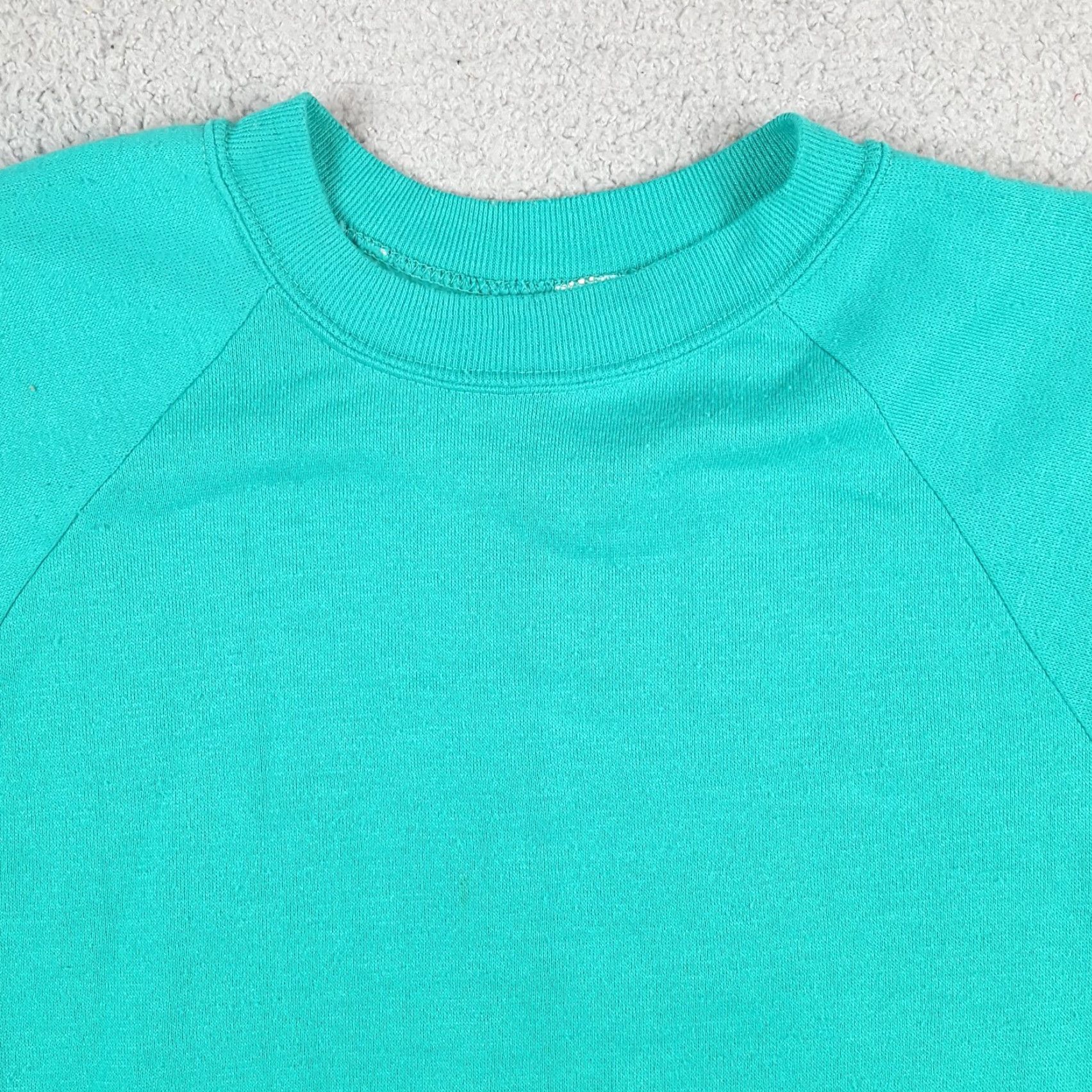 Altea VINTAGE 80s Short Sleeve Raglan Teal Fleece Size M Crewneck Sweatshirt Pullover Womens Athletic Casual Cresland Size M / US 6-8 / IT 42-44 - 2 Thumbnail