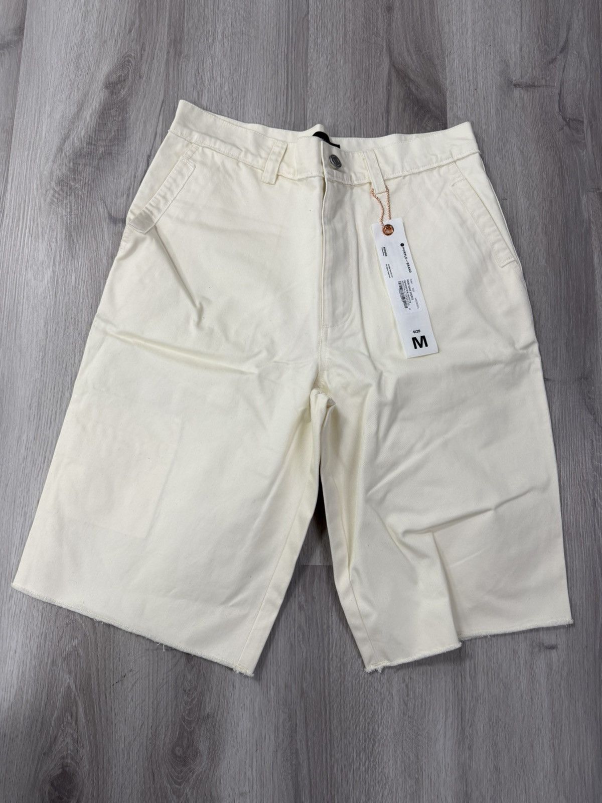 Purple Brand Purple Brand Raw Edge Shorts Whisper White (M) Size US 32 / EU 48 - 1 Thumbnail