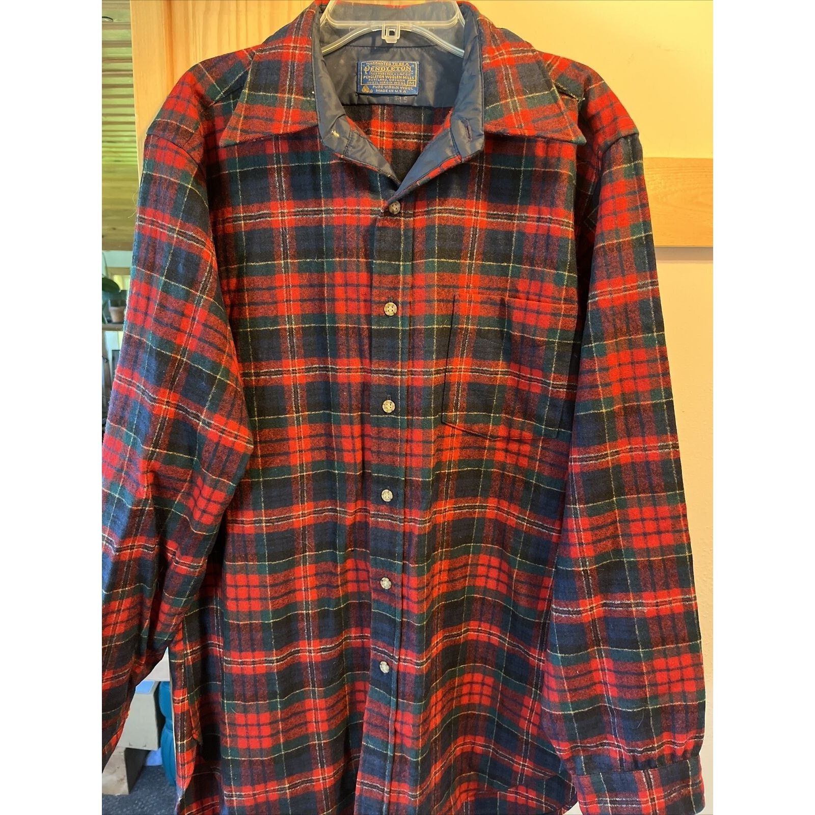 Pendleton Pendleton Vintage Men’s M Red Plaid LS Button Wool Flannel Size US M / EU 48-50 / 2 - 4 Thumbnail