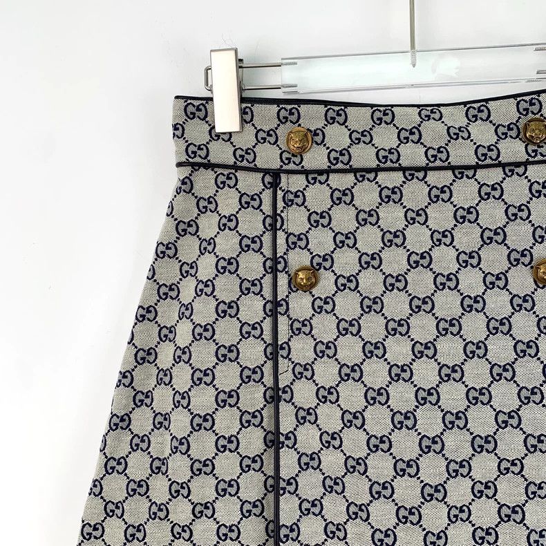 Gucci Gucci Gray logo jacquard full-print cotton casual skirt 250 Size 27" / US 4 / IT 40 - 3 Thumbnail