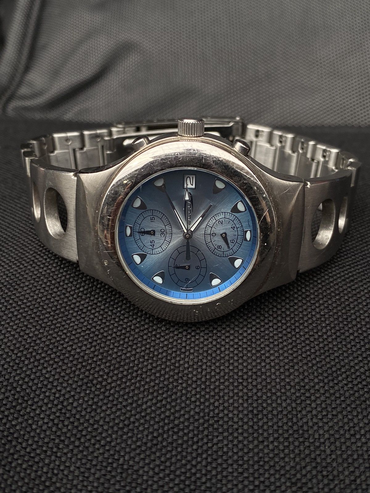 Japanese Brand × Vintage Sporty Chronograph Watch with Blue Dial, Japanese Brand Size ONE SIZE - 7 Thumbnail