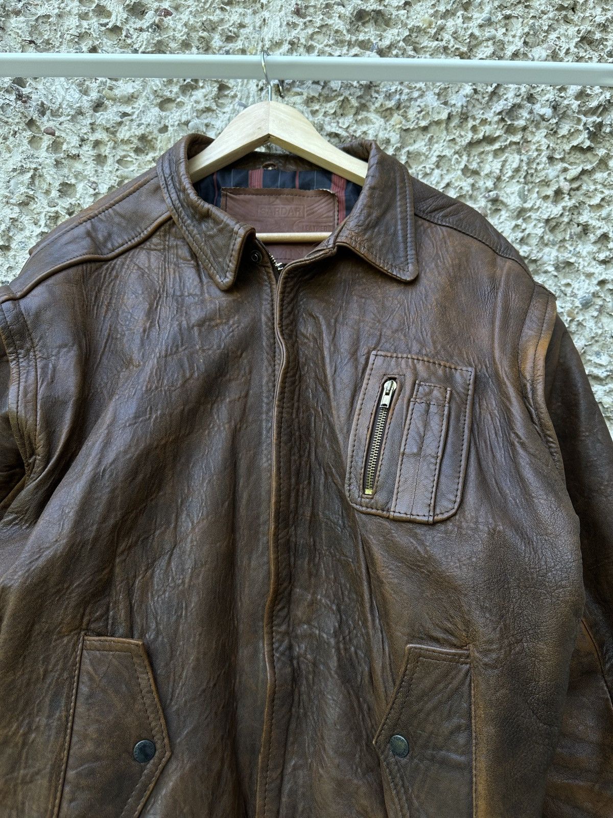 Vintage Vintage 90s leather bomber cowboy jacket Size US L / EU 52-54 / 3 - 5 Thumbnail
