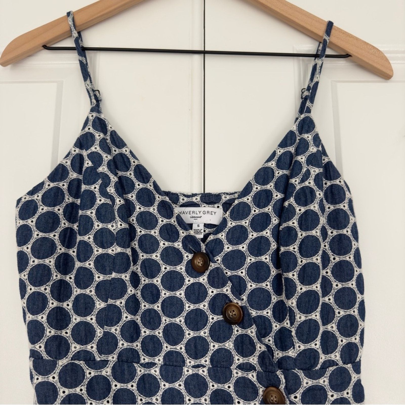 Other Waverly Grey Button Down Eyelet Circle Pattern Mini Dress S Size S / US 4 / IT 40 - 3 Thumbnail