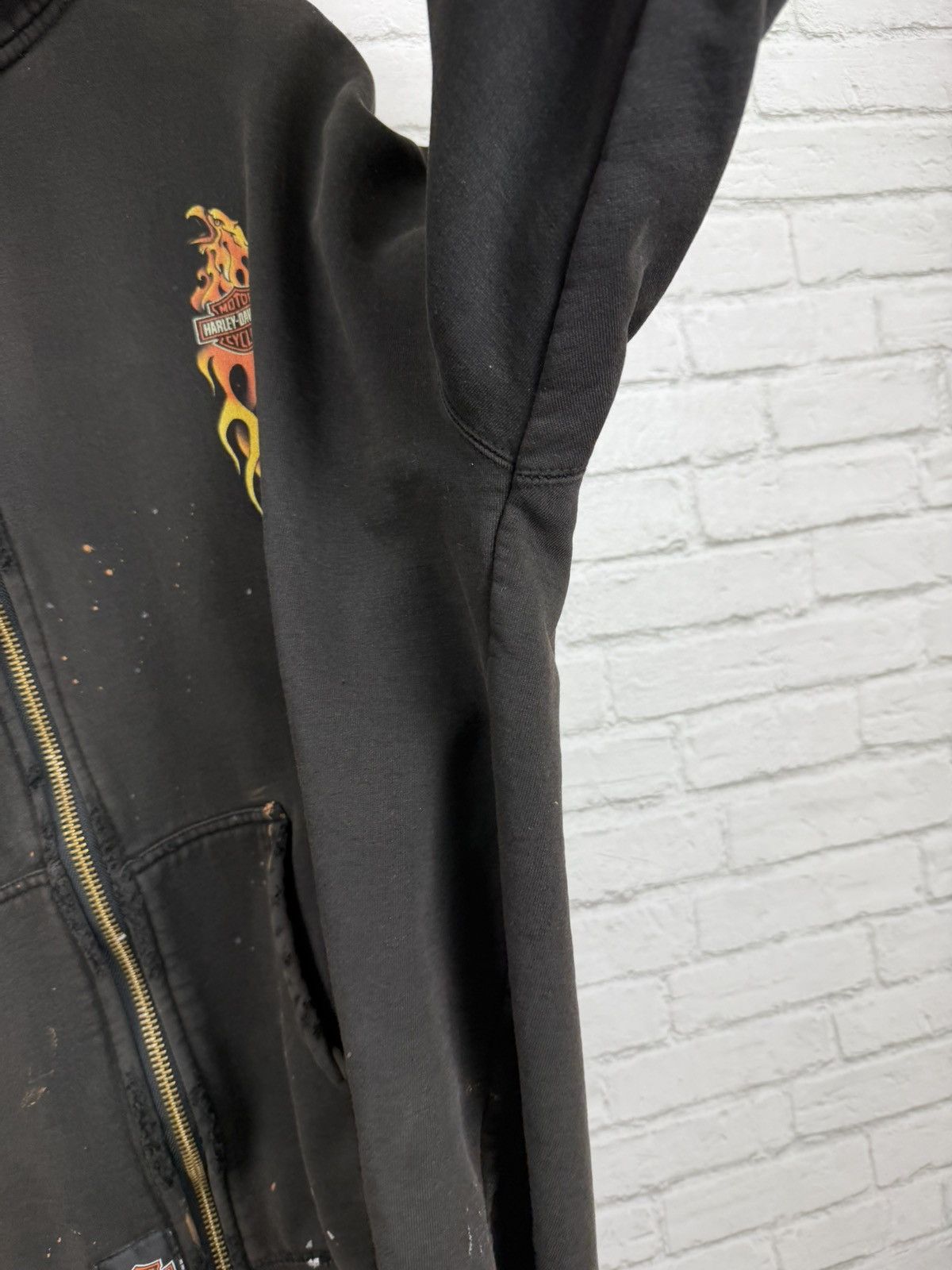 Harley Davidson (XL) THRASHED OUT FLAMES Harley Davidson Zip Up Hoodie Size US XL / EU 56 / 4 - 8 Thumbnail