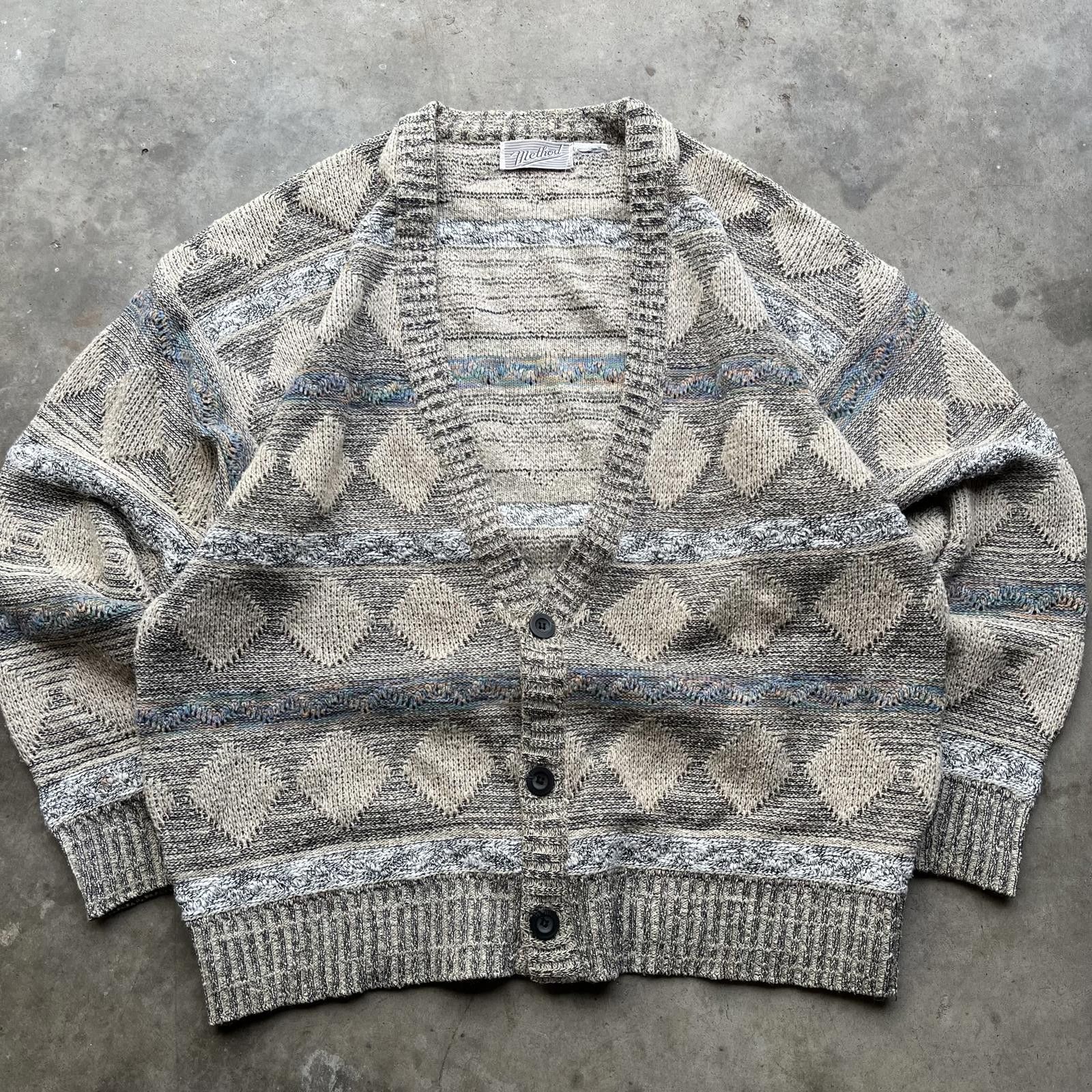 Method × Vintage Vintage 90s 3D Knit Coogi Style Grunge Sweater Cardigan Size US L / EU 52-54 / 3 - 1 Thumbnail