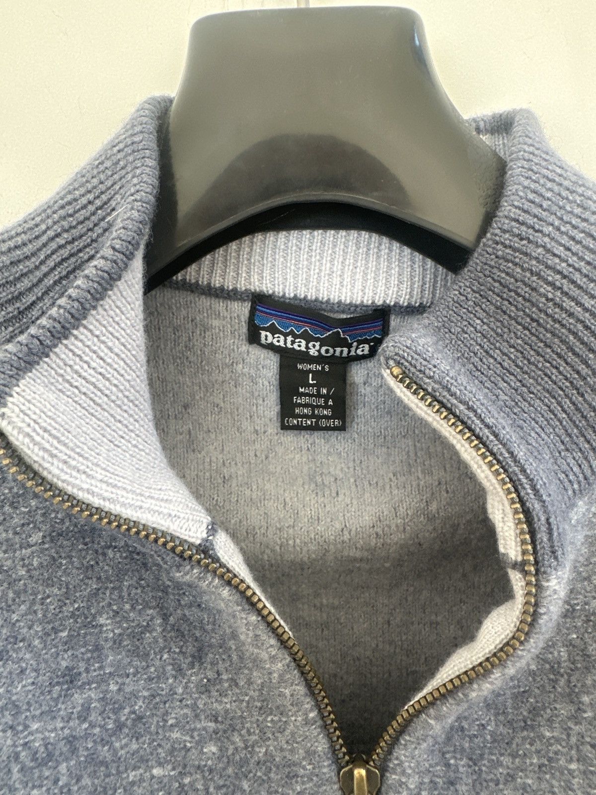 Patagonia Vintage Patagonia 100% Wool Zip-Up Sweater – Heather Blue Size L / US 10 / IT 46 - 2 Thumbnail