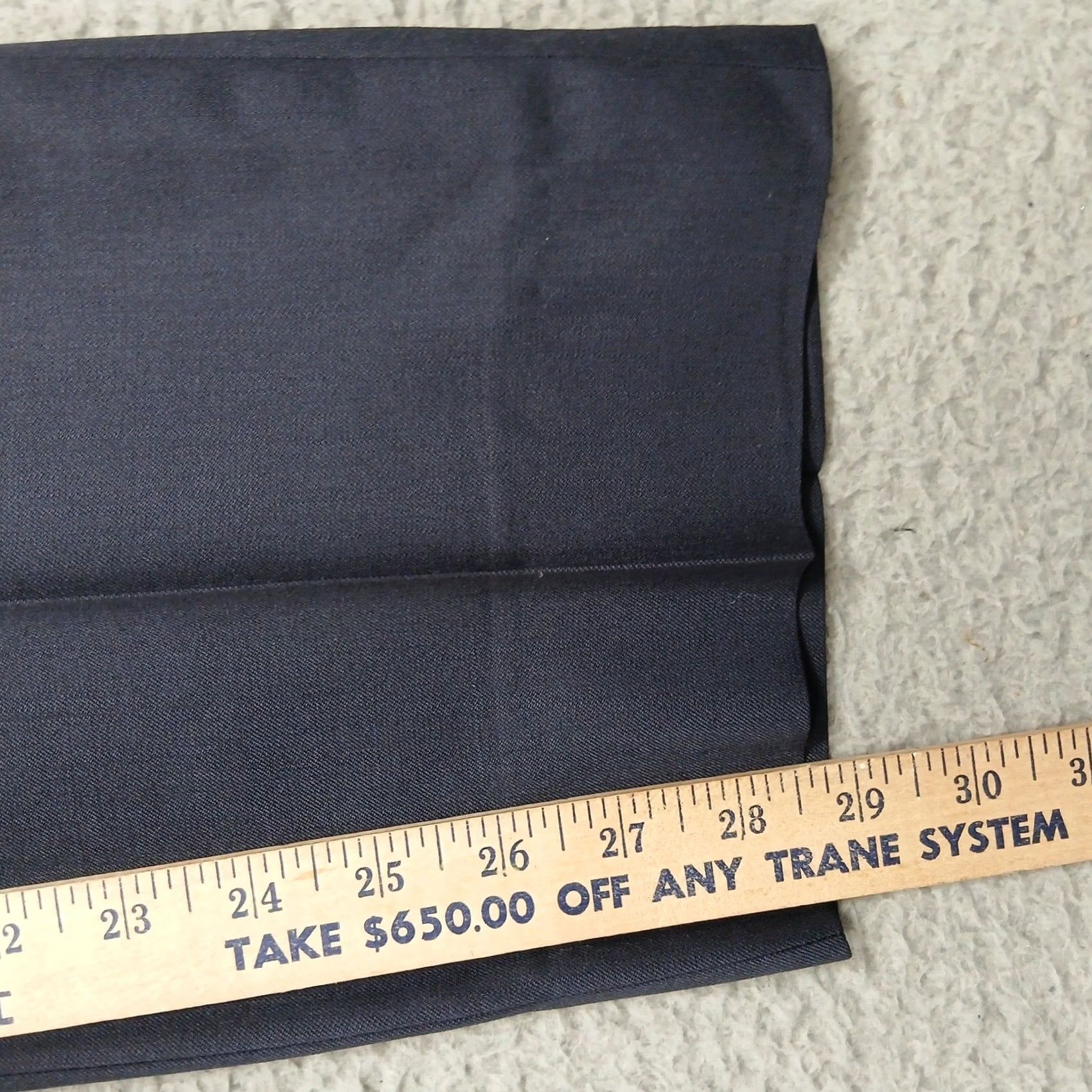 Vintage VINTAGE? No. 100% Wool Dress Pants Men 34R Navy Blue Flat Front Suit Pants Gray 34 Regular Wool Trousers Formal Wear Pockets Mens Dress Pants Size 34R - 6 Thumbnail
