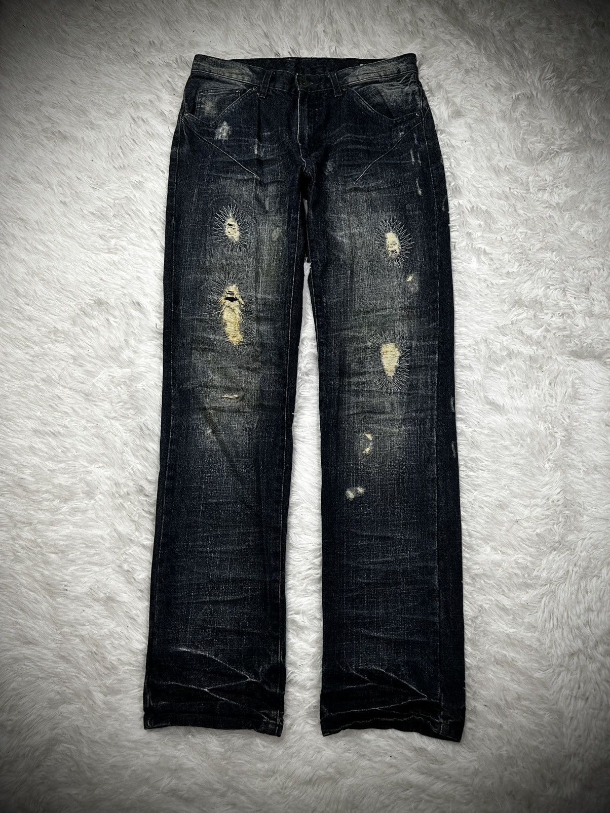Japanese Brand 💥rare💥 semantic design punk ripped denim jeans Size US 32 / EU 48 - 1 Thumbnail