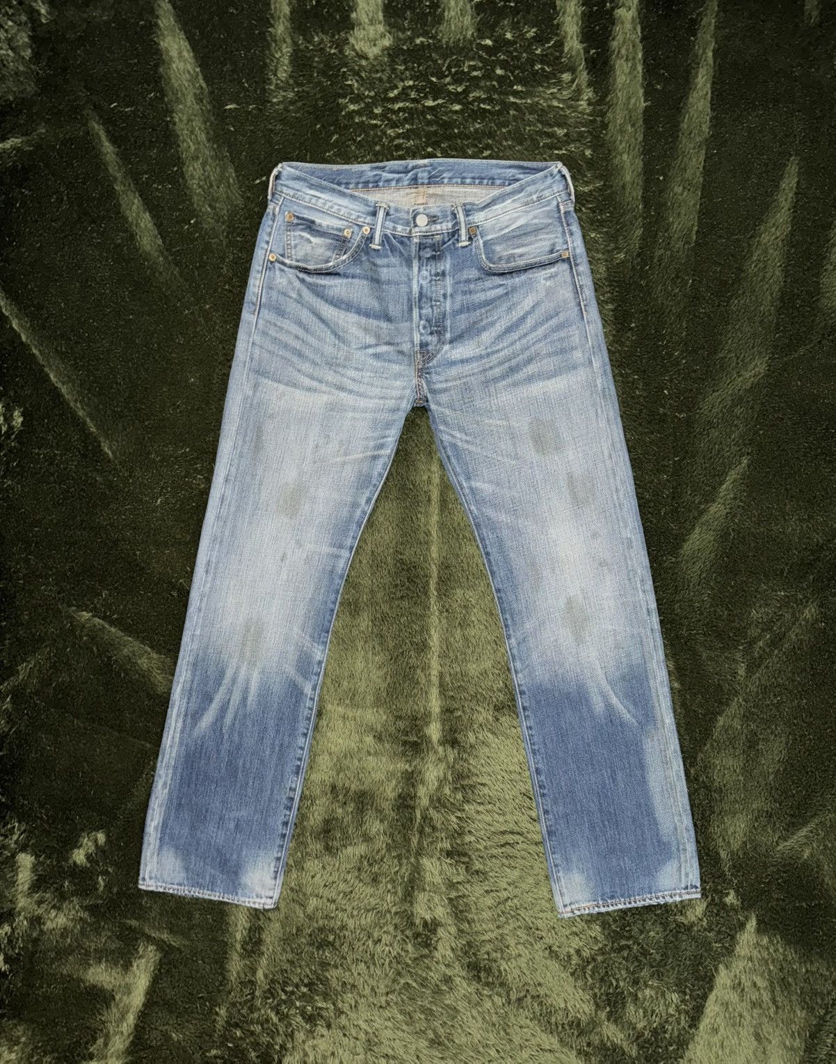 Levi's [W32/L32] 00s Levis 501 leather label washed denim pants Size US 32 / EU 48 - 1 Thumbnail