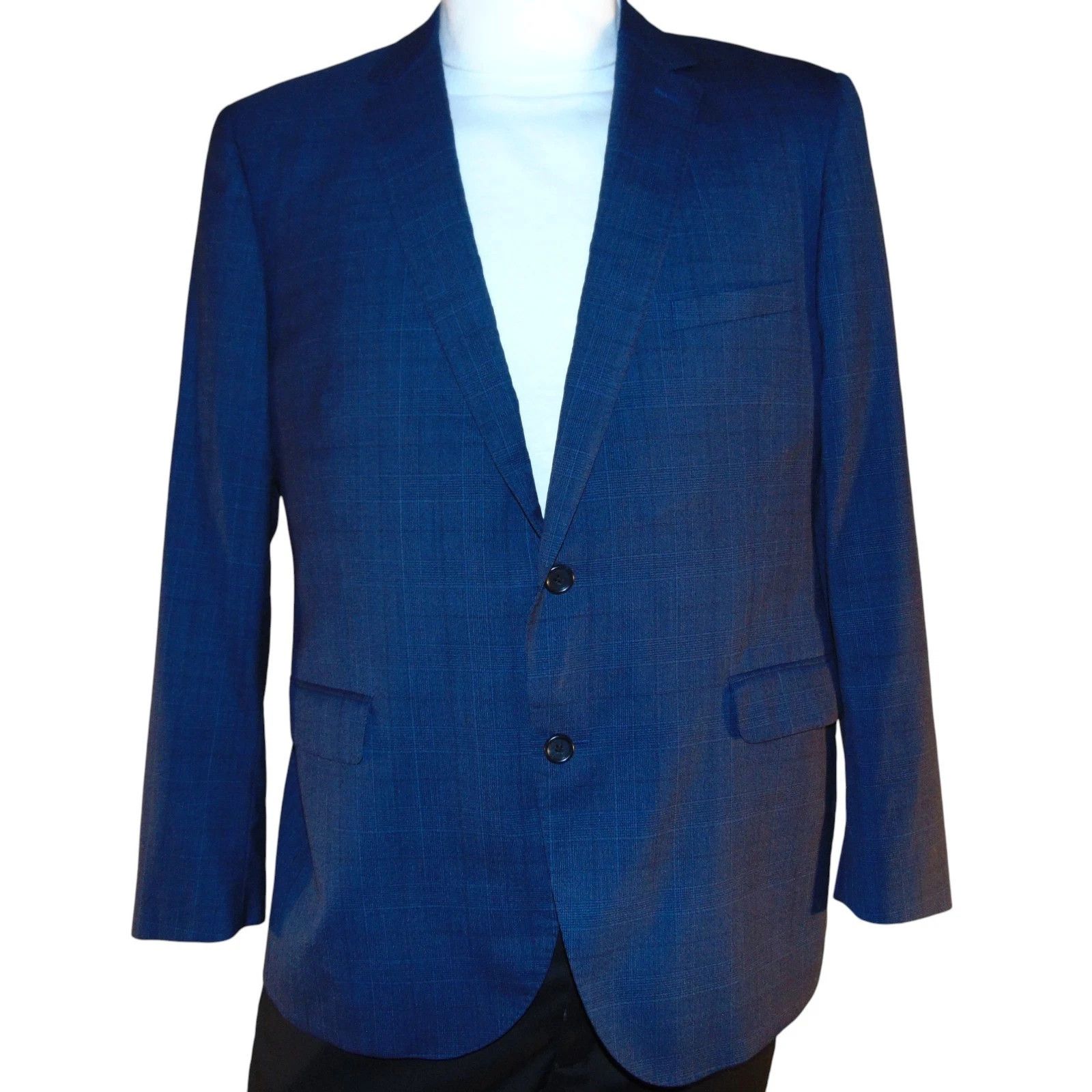 Other Paul Betenly Blue Plaid Blazer 46 Two Button Size 46R - 1 Thumbnail