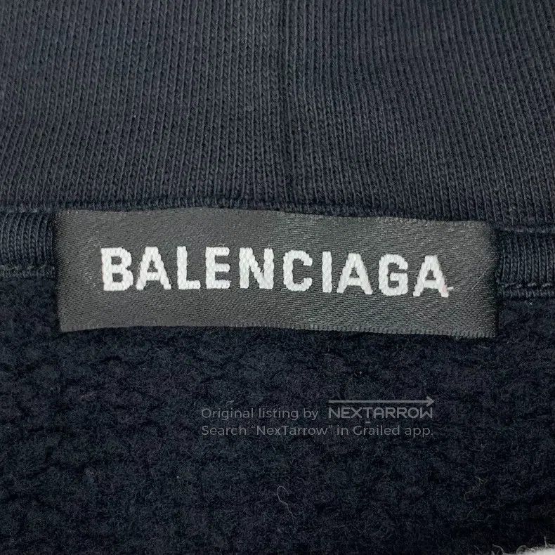 Balenciaga Balenciaga Black Logo Letter Printed Cotton Hooded Drawstr Size US S / EU 44-46 / 1 - 6 Thumbnail