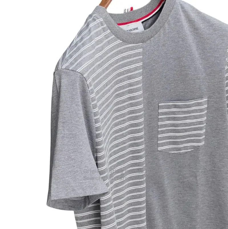Thom Browne Thom Browne Gray Striped Short Sleeve T-Shirt . Size US XL / EU 56 / 4 - 6 Thumbnail